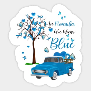 Diabetes awareness In November We Wear Blue Diabetes Truck Blue T1D Gift Sticker